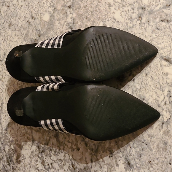 Qupid black pointy toe heels with plaid bow 8.5 - Picture 3 of 8